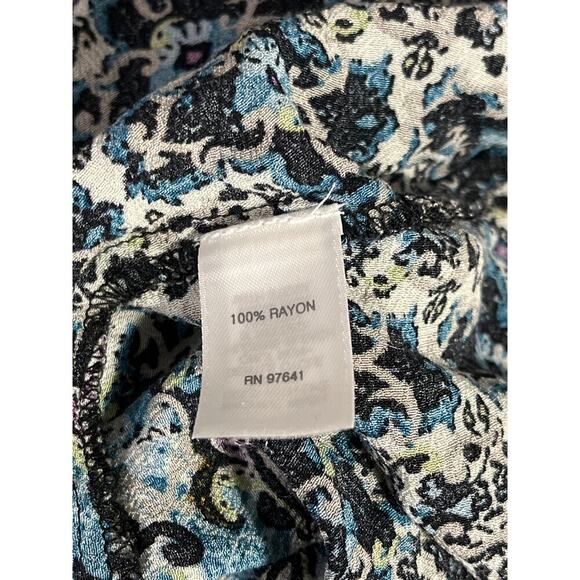 J.Jill Womens Damask Blue Print Long Sleeve Bouse Size XL - Picture 7 of 8